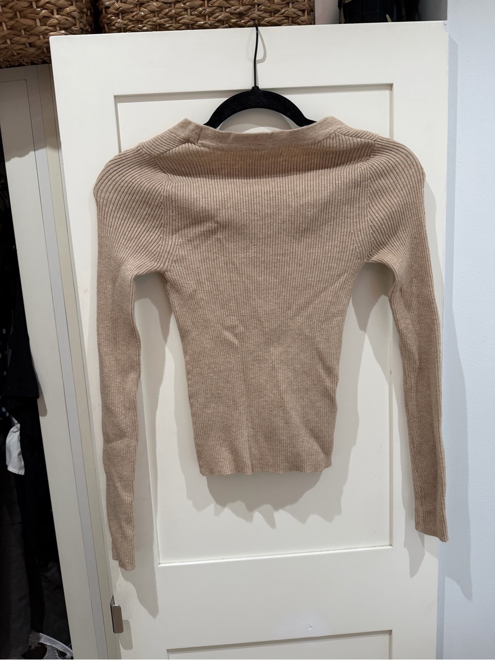 Mango Beige Ribbed Button-Up Cardigan - Picture 3 of 3